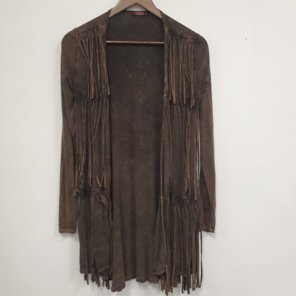 T Party Y2K Fringe Cardigan Size S Fairy Grunge Goblincore Festival‎ Cowgirl